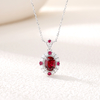 LCB7003银镀18K白金蛋形培育红宝宫廷风莫桑钻项链主石8*6mm/1.5ct 2